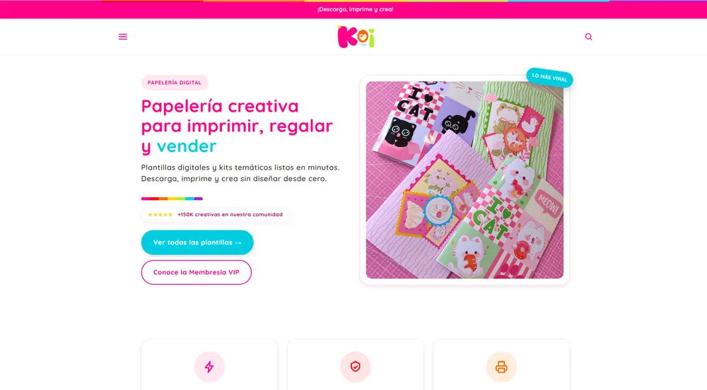 Home actual de Koi es Amor: diseño limpio y moderno